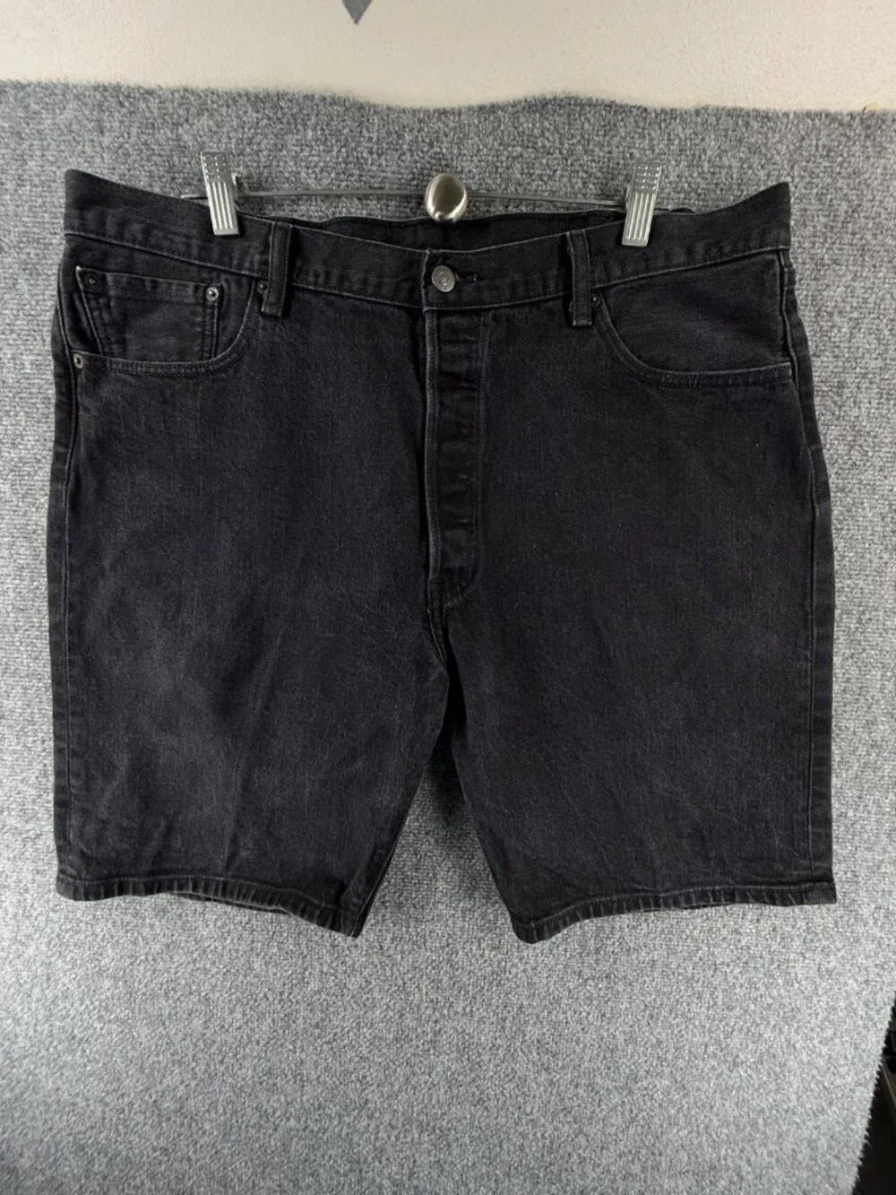 Levis 501 Jorts Jean Shorts Black Charcoal Wash Size 40 Cotton Blend Button Fly